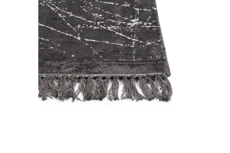 Matta Hanli - Mörkgrå, vit, 160x230 cm - Textil & mattor - Matta - Modern matta - Viskosmatta & konstsilkesmatta