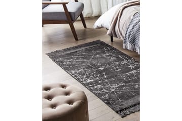 Matta Hanli - Mörkgrå, vit, 80x150 cm - Textil & mattor - Matta - Modern matta - Viskosmatta & konstsilkesmatta