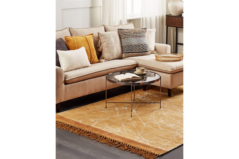 Matta Hanli - Orange, Vit, 140x200 cm - Textil & mattor - Matta - Modern matta - Viskosmatta & konstsilkesmatta