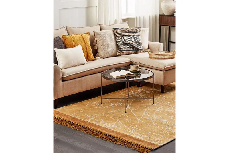 Matta Hanli - Orange, Vit, 160x230 cm - Textil & mattor - Matta - Modern matta - Viskosmatta & konstsilkesmatta