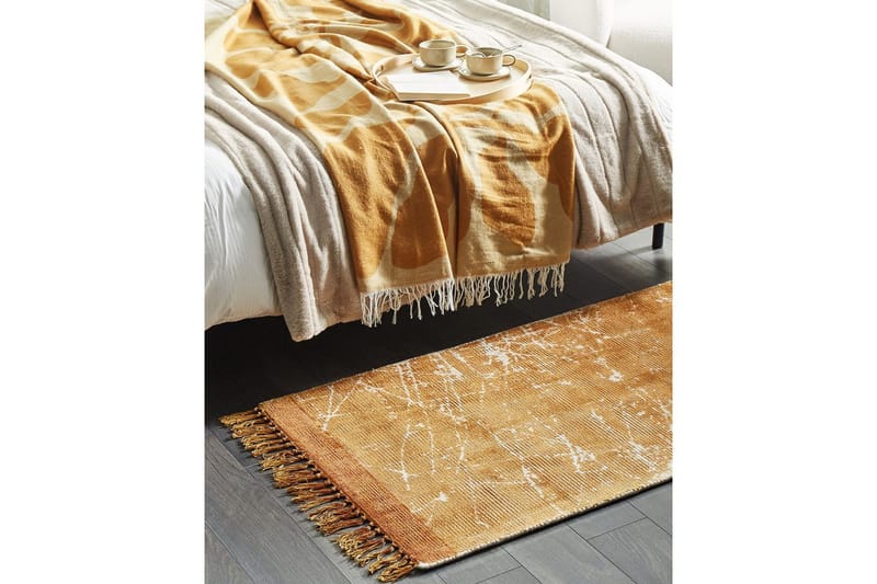 Matta Hanli - Orange, Vit, 80x150 cm - Textil & mattor - Matta - Modern matta - Viskosmatta & konstsilkesmatta