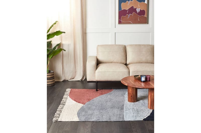 Matta Xinali - Blå, röd, beige, grå - Textil & mattor - Matta - Modern matta - Bomullsmatta