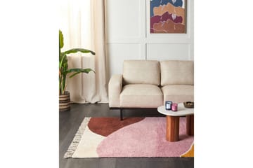 Matta Xinali - Rosa, gul, röd, beige - Textil & mattor - Matta - Modern matta - Bomullsmatta
