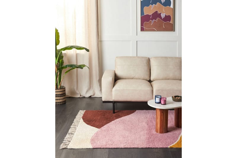 Matta Xinali - Rosa, gul, röd, beige - Textil & mattor - Matta - Modern matta - Bomullsmatta