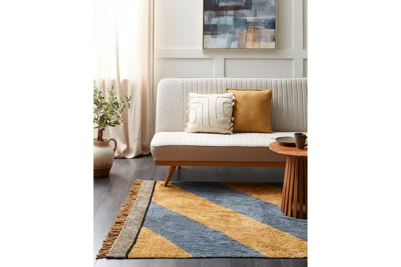 Matta Xuluf - Brun, Blå - Textil & mattor - Matta - Modern matta - Bomullsmatta