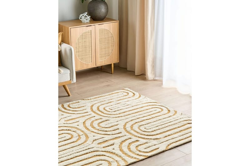 Matta Perai - Vit, Gul, 160x230 cm - Textil & mattor - Matta - Modern matta - Bomullsmatta