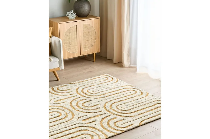 Matta Perai - Vit, Gul, 160x230 cm - Textil & mattor - Matta - Modern matta - Bomullsmatta