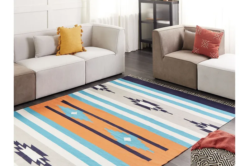 Noratus Bomullsmatta 200x300 cm - Blå - Textil & mattor - Matta - Modern matta - Bomullsmatta