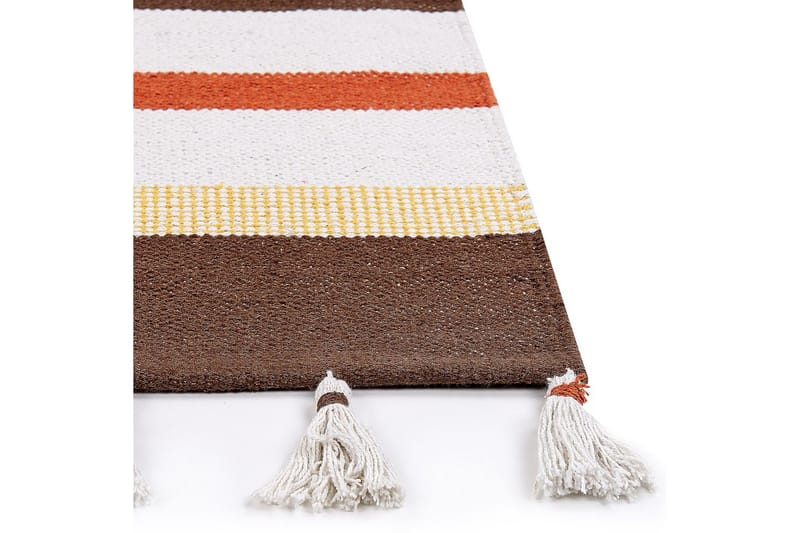 Plattvävd Hisarli - Brun, gul, orange, beige, 80x150 cm - Textil & mattor - Matta - Modern matta - Bomullsmatta