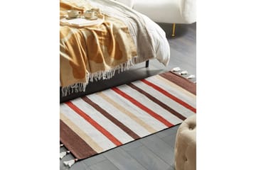 Plattvävd Hisarli - Brun, gul, orange, beige, 80x150 cm - Textil & mattor - Matta - Modern matta - Bomullsmatta