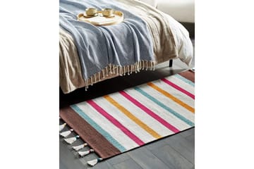 Plattvävd Hisarli - Flerfärgad, vit, brun, blå, orange, 80x150 cm - Textil & mattor - Matta - Modern matta - Bomullsmatta