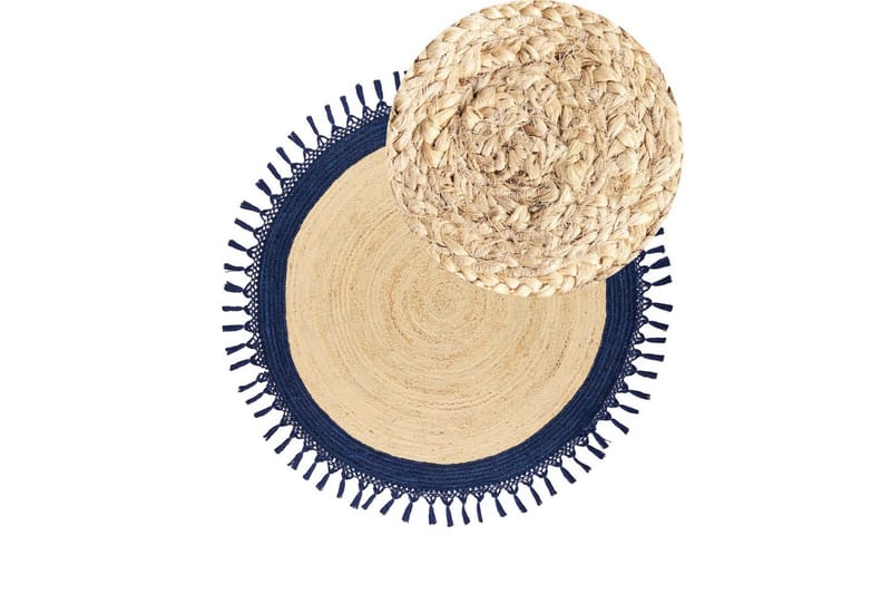 Plattvävd Marts - Beige, blå, 140x140 cm - Textil & mattor - Matta - Modern matta - Jutematta & hampamatta