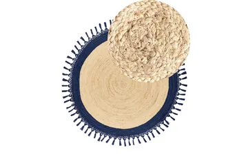 Plattvävd Marts - Beige, blå, 140x140 cm - Textil & mattor - Matta - Modern matta - Jutematta & hampamatta