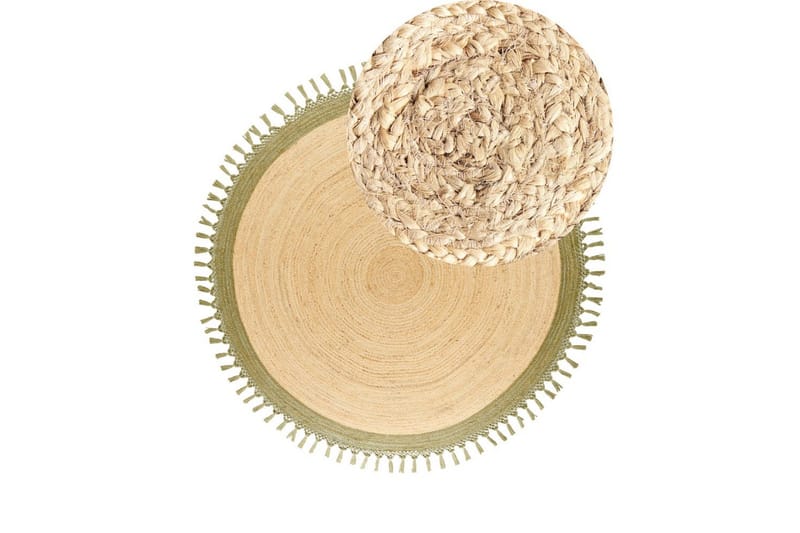 Plattvävd Marts - Beige, Grön, 200x200 cm - Textil & mattor - Matta - Modern matta - Jutematta & hampamatta