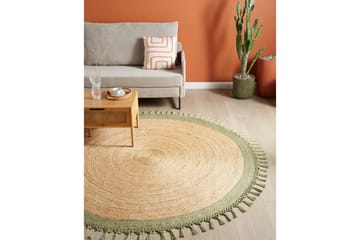 Plattvävd Marts - Beige, Grön, 200x200 cm - Textil & mattor - Matta - Modern matta - Jutematta & hampamatta