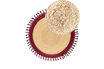 Plattvävd Marts - Beige, Röd, 140x140 cm - Textil & mattor - Matta - Modern matta - Jutematta & hampamatta