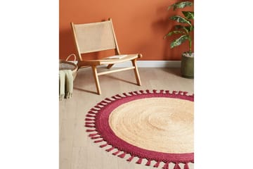 Plattvävd Marts - Beige, Röd, 140x140 cm - Textil & mattor - Matta - Modern matta - Jutematta & hampamatta