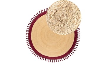 Plattvävd Marts - Beige, Röd, 200x200 cm - Textil & mattor - Matta - Modern matta - Jutematta & hampamatta