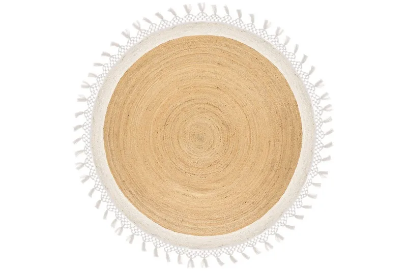 Plattvävd Marts, Beige, vit, 200x200 cm