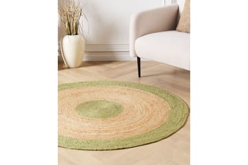 Plattvävd Yayalar - Beige, Grön - Textil & mattor - Matta - Modern matta - Jutematta & hampamatta