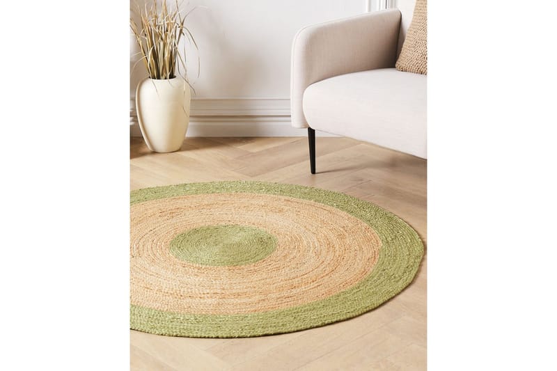 Plattvävd Yayalar - Beige, Grön - Textil & mattor - Matta - Modern matta - Jutematta & hampamatta