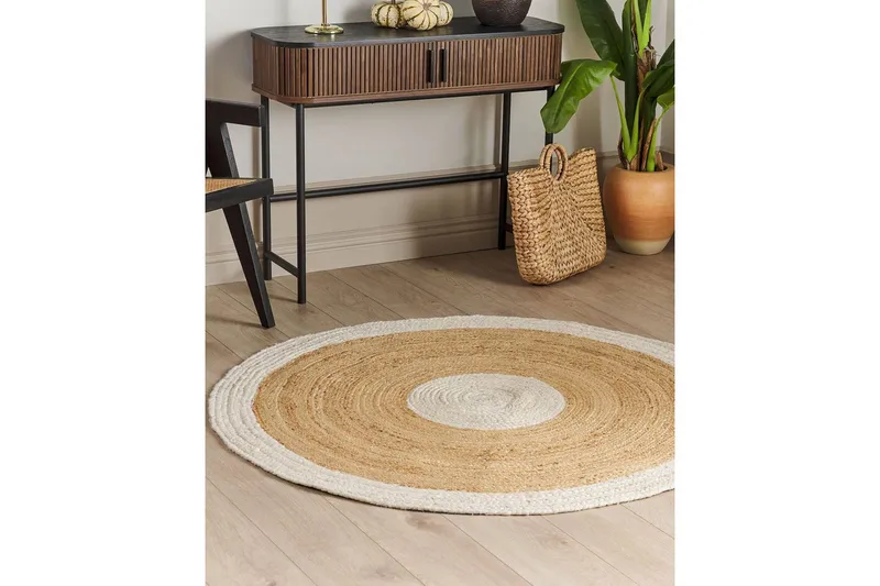 Plattvävd Yayalar - Beige, vit - Textil & mattor - Matta - Modern matta - Jutematta & hampamatta