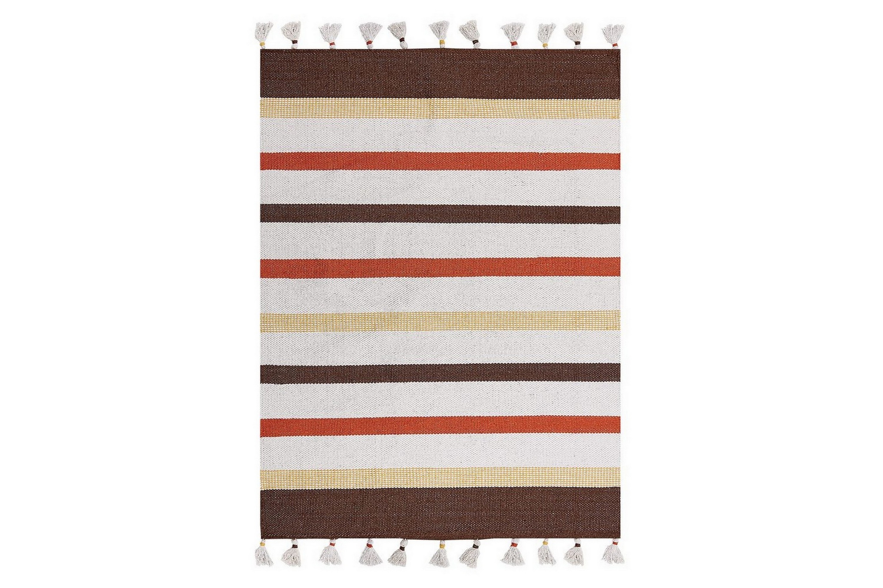 plattvävd hisarli - brun, gul, orange, beige, 140x200 cm