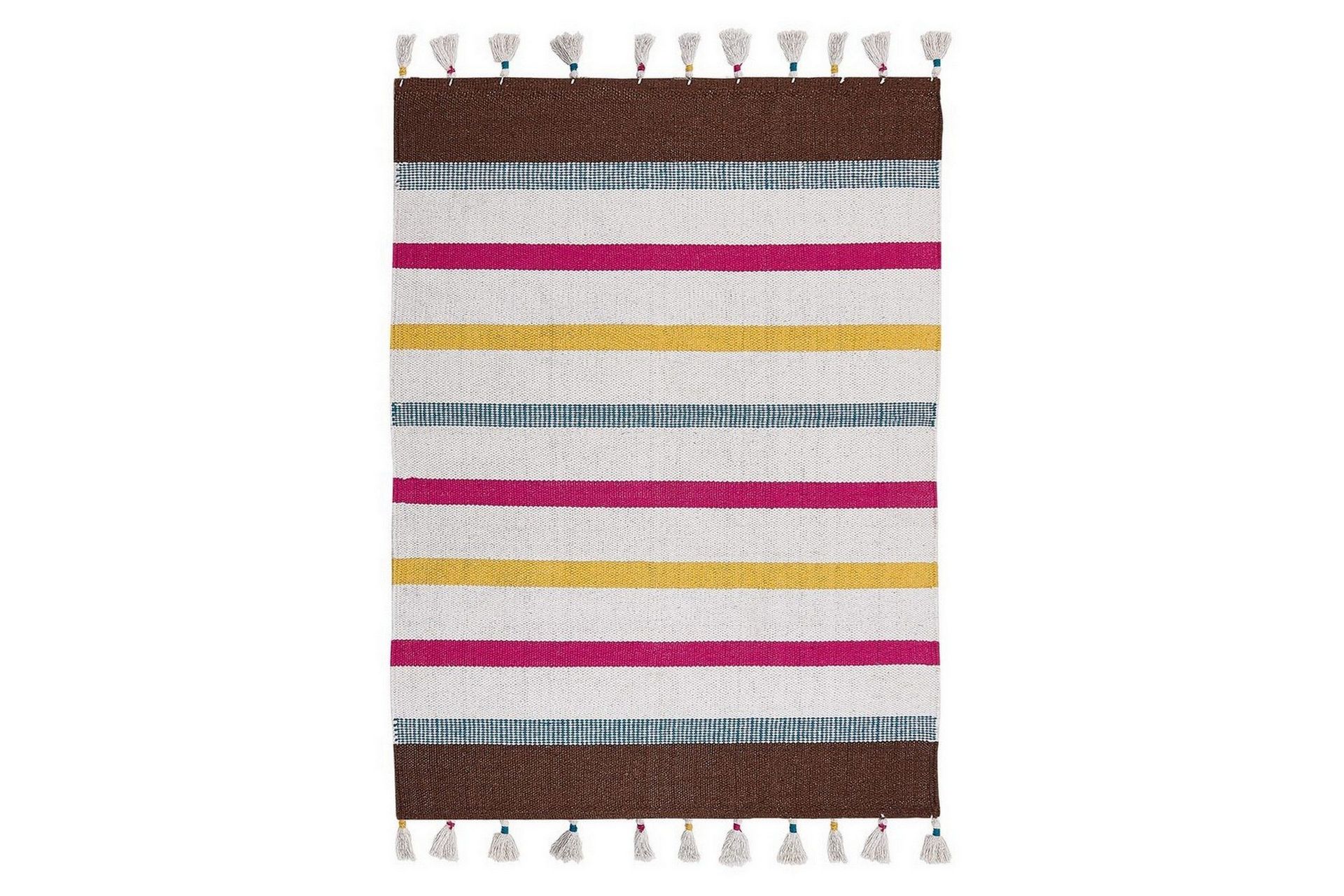 Plattv&auml;vd Hisarli - Flerf&auml;rgad, vit, brun, bl&aring;, orange, 140x200 cm