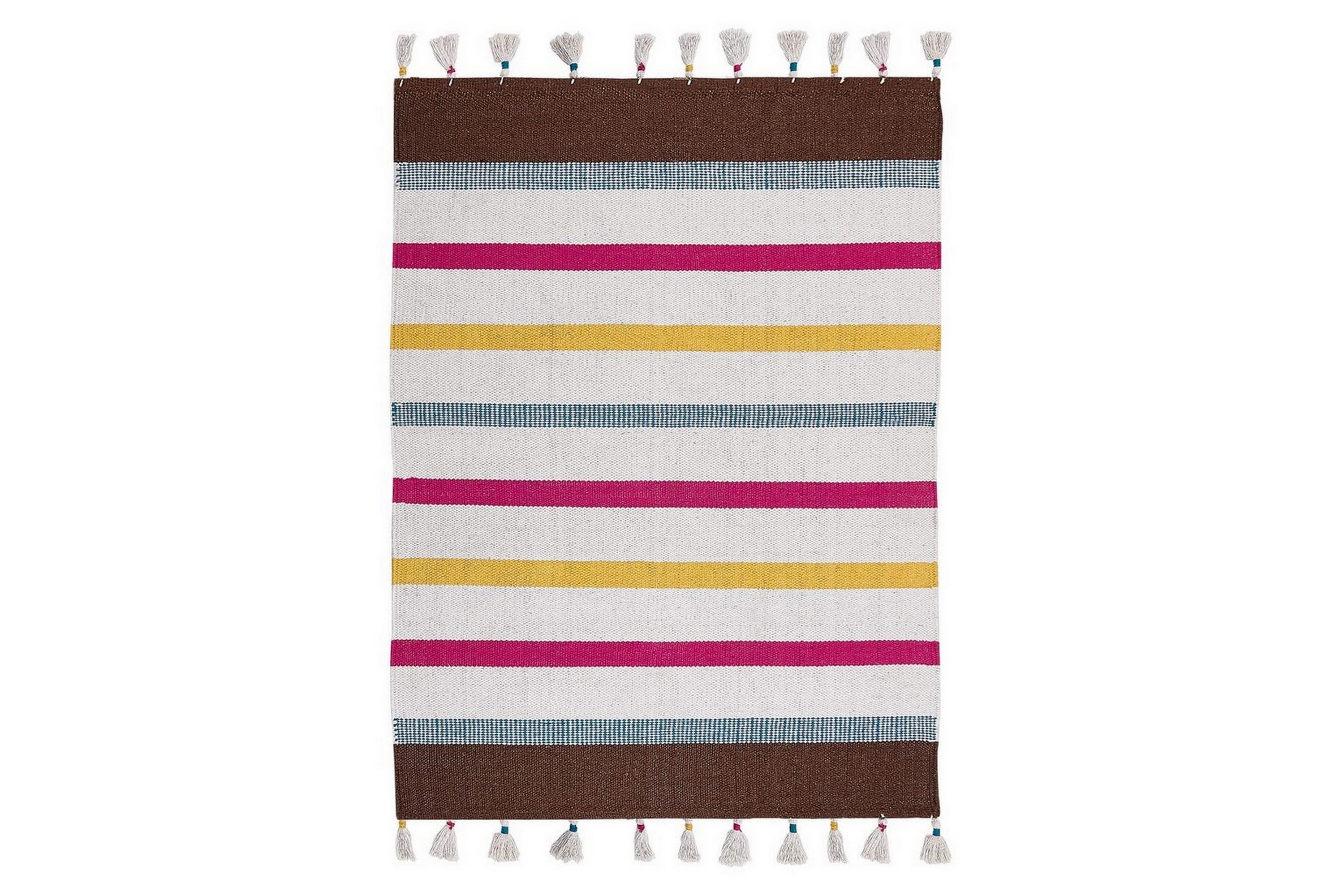 plattvävd hisarli - flerfärgad, vit, brun, blå, orange, 140x200 cm