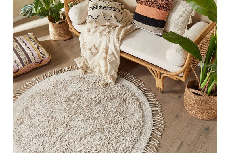 Ryamatta Bitlis 140 cm Rund - Beige - Textil & mattor - Matta - Modern matta - Ryamatta