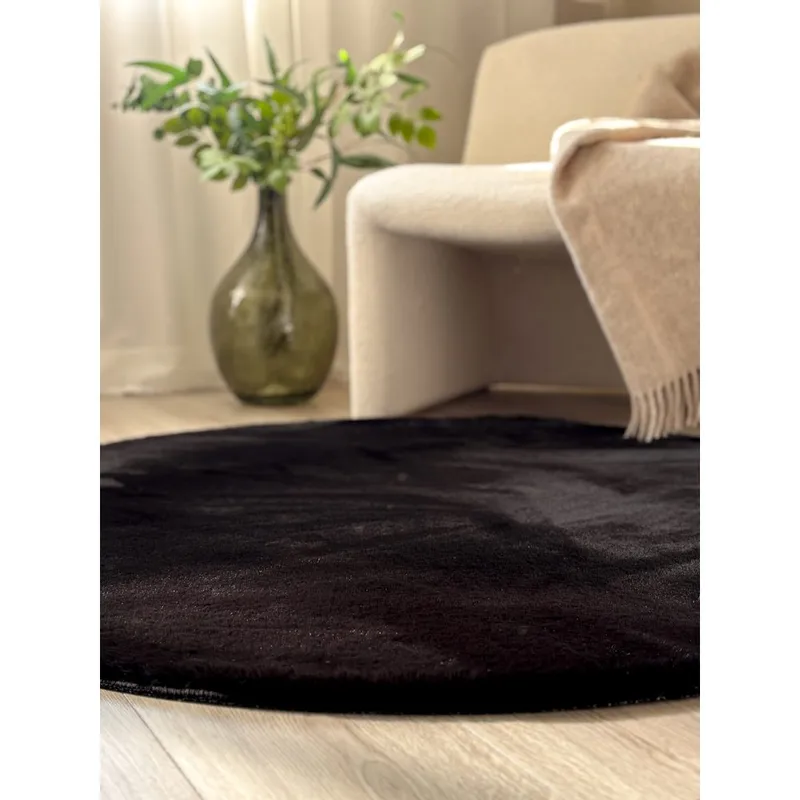 Ryamatta Heaven Rund - 160x160 cm, Svart - Textil & mattor - Matta - Modern matta - Ryamatta