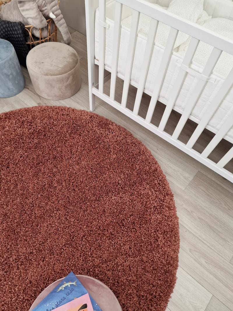 Lounge Ryamatta 160 cm Rund - Koppar - Textil & mattor - Matta - Modern matta - Ryamatta
