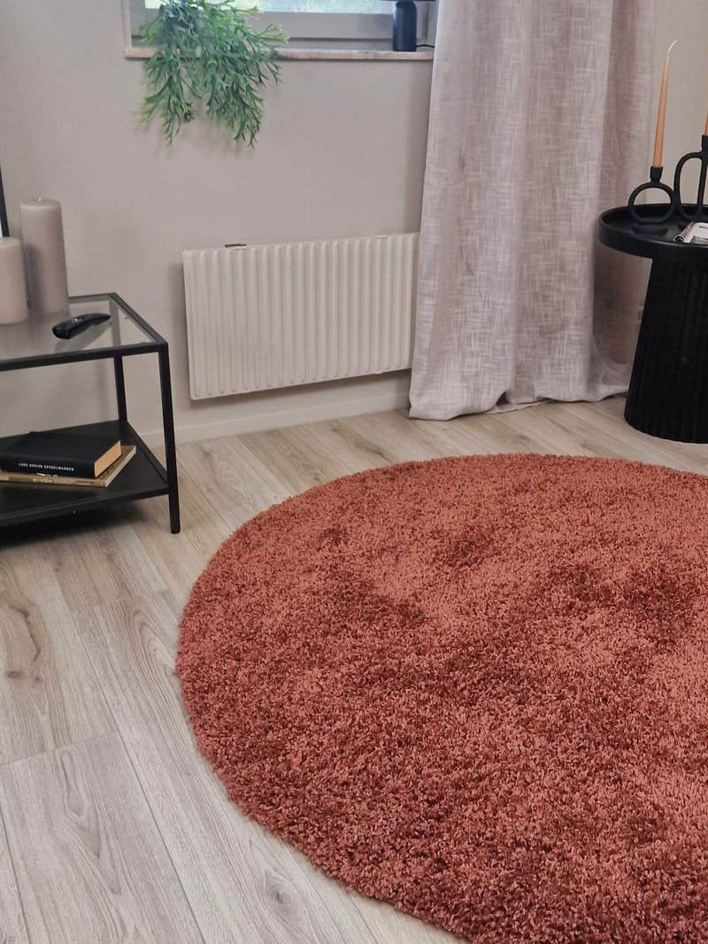 Lounge Ryamatta 160 cm Rund - Koppar - Textil & mattor - Matta - Modern matta - Ryamatta