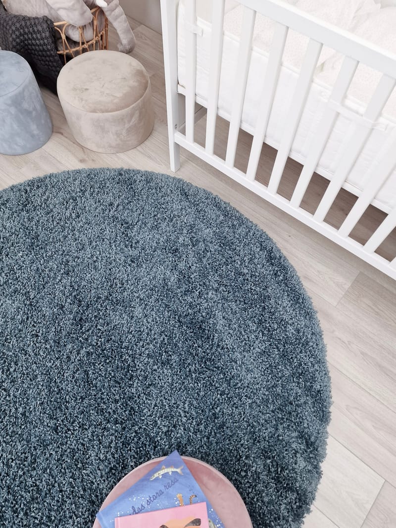 Lounge Ryamatta 240 cm Rund - Petrolblå - Textil & mattor - Matta - Modern matta - Ryamatta