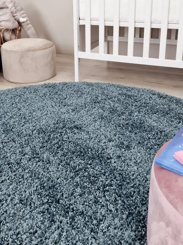 Lounge Ryamatta 240 cm Rund - Petrolblå - Textil & mattor - Matta - Modern matta - Ryamatta