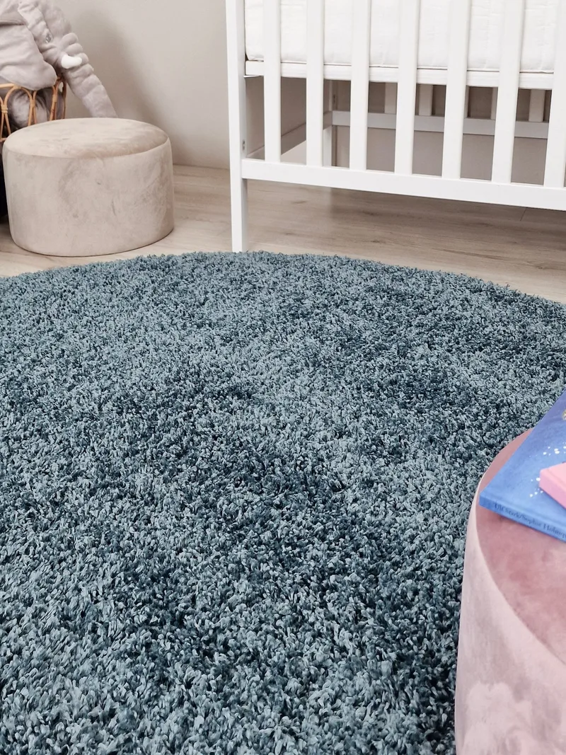 Lounge Ryamatta 240 cm Rund - Petrolblå - Textil & mattor - Matta - Modern matta - Ryamatta