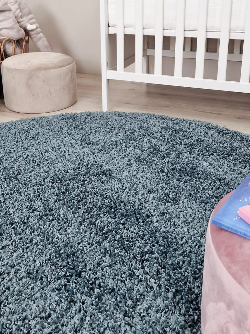 Lounge Ryamatta 240 cm Rund - Petrolblå - Textil & mattor - Matta - Modern matta - Ryamatta