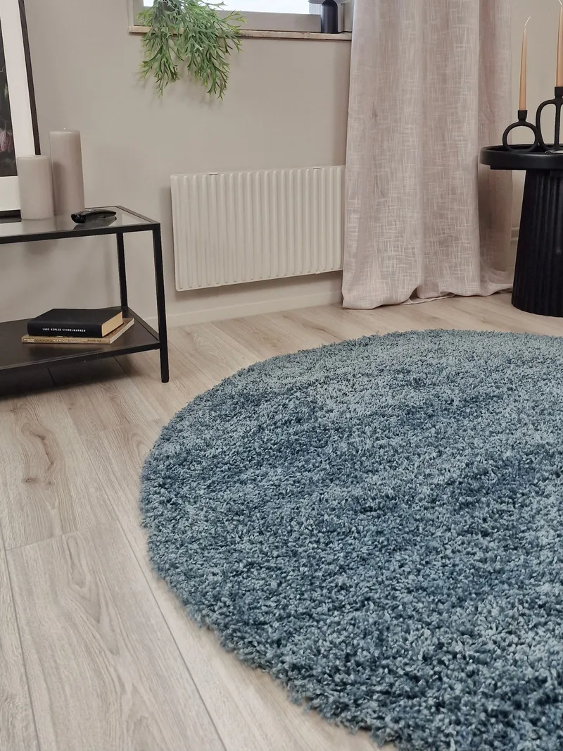 Lounge Ryamatta 240 cm Rund - Petrolblå - Textil & mattor - Matta - Modern matta - Ryamatta