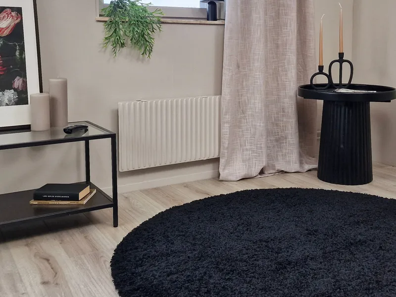 Lounge Ryamatta 200 cm Rund - Svart - Textil & mattor - Matta - Modern matta - Ryamatta