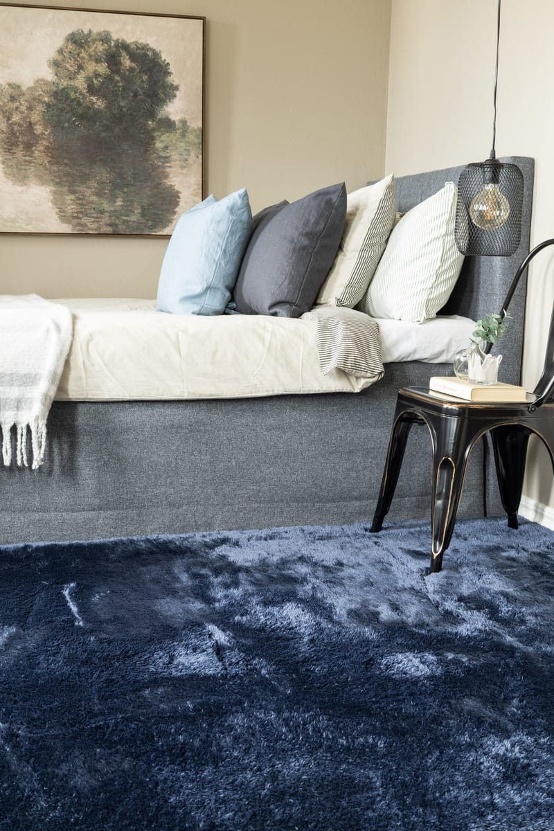 Maskinvävd Matta Novelle Kravdratisk 240x240 cm - Blå - Textil & mattor - Matta - Modern matta - Ryamatta