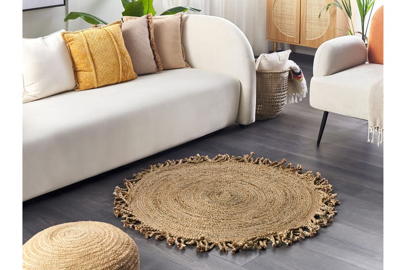 Ryamatta Zonguldak 120 cm Rund - Beige - Textil & mattor - Matta - Modern matta - Ryamatta