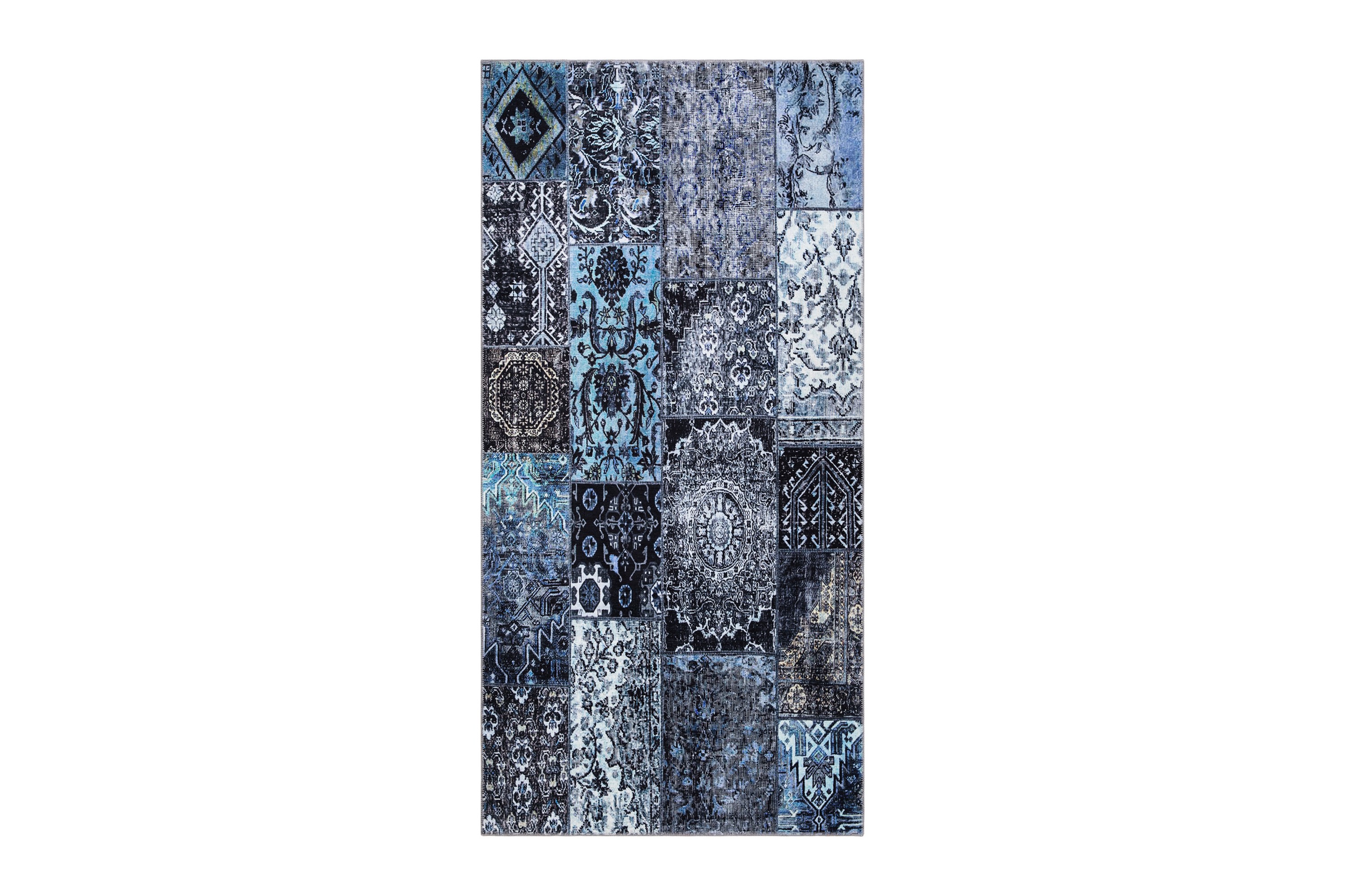 shiraz wiltonmatta 80x200 cm oval - blå