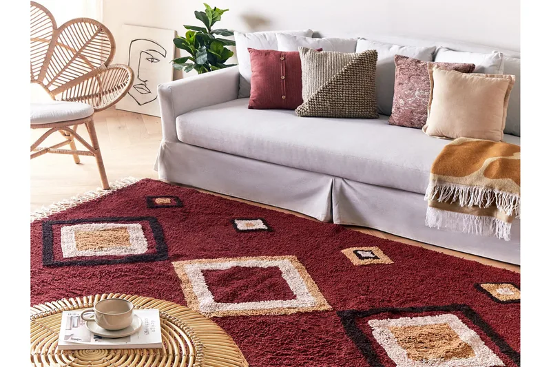 Siirt Bomullsmatta 160x230 cm - Röd - Textil & mattor - Matta - Modern matta - Bomullsmatta