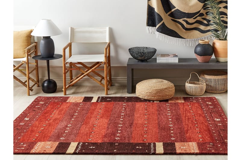 Sinanli Ryamatta 160x230 cm - Röd - Textil & mattor - Matta - Modern matta - Ullmatta