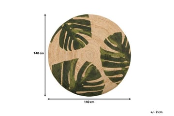 Byner Matta med Monsteramotiv Rund 140 cm - Beige - Textil & mattor - Matta - Modern matta - Sisalmatta