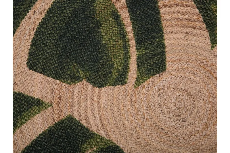 Byner Matta med Monsteramotiv Rund 140 cm - Beige - Textil & mattor - Matta - Modern matta - Sisalmatta