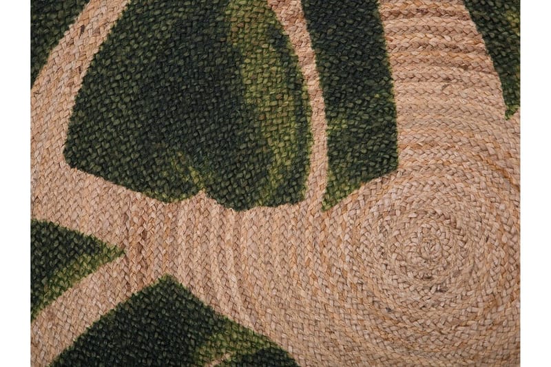 Byner Matta med Monsteramotiv Rund 140 cm - Beige - Textil & mattor - Matta - Modern matta - Sisalmatta