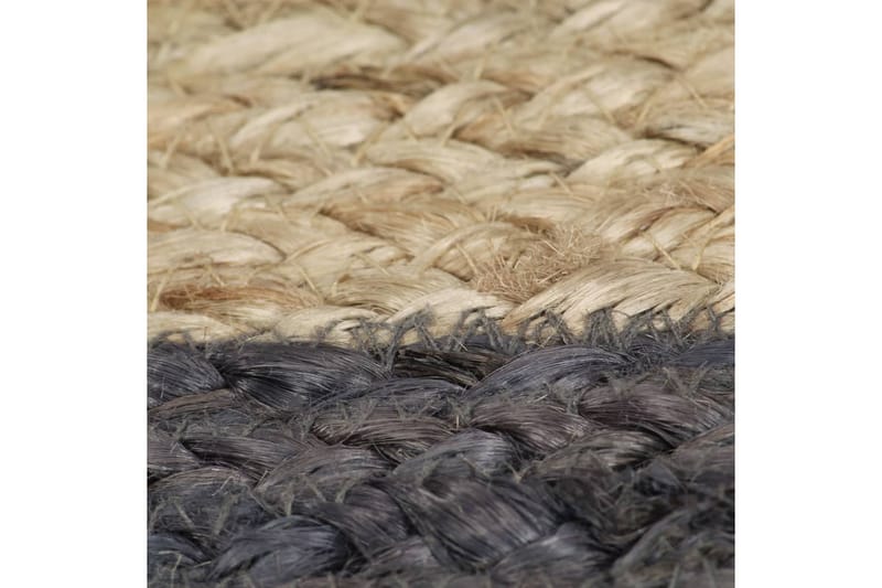 Handgjord jutematta med mörkgrå kant 150 cm - Grå - Jutematta & hampamatta - Sisalmatta