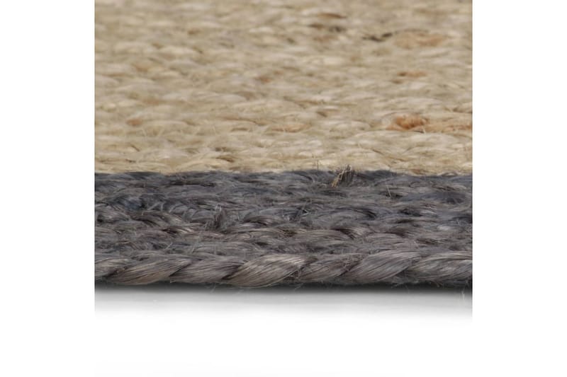 Handgjord jutematta med mörkgrå kant 150 cm - Grå - Jutematta & hampamatta - Sisalmatta