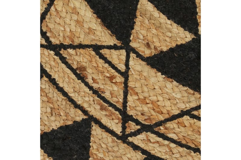 Handgjord jutematta med svart tryck 120 cm - Svart - Jutematta & hampamatta - Sisalmatta